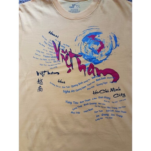 Vietnam T-Shirt Men's Size XXL Yellow Short Sleeve - Picture 2 of 8